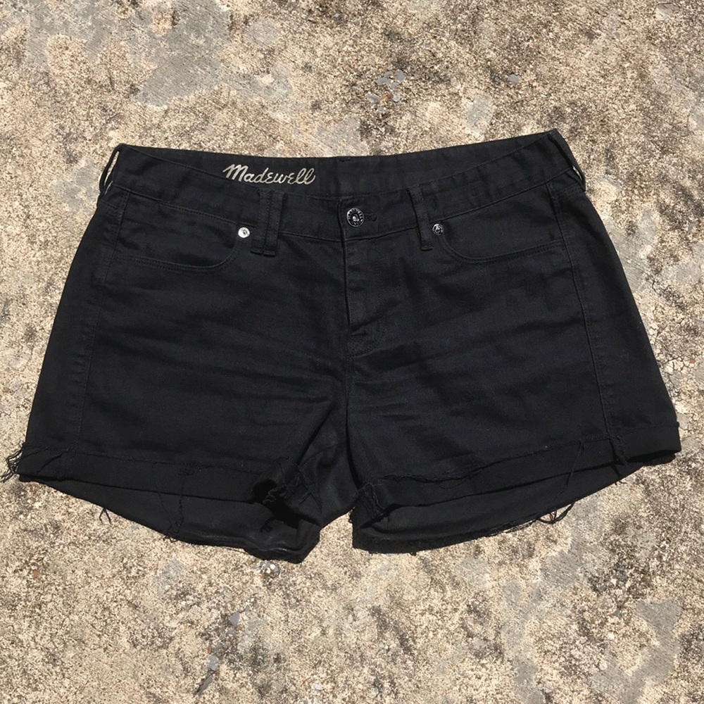 Madewell Black Raw Hem Denim Cutoffs / Jean Shorts